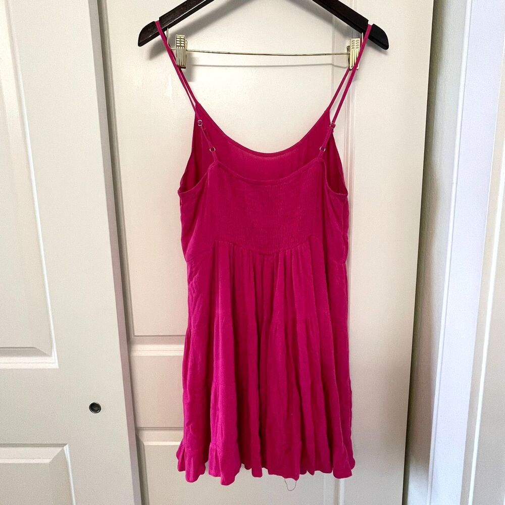 The Impeccable Pig Pink Tiered Dress M Medium Tie Front Smocked Backless Sun - Picture 3 of 10